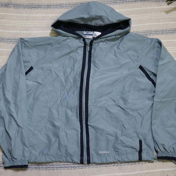 Reebok Jackets & Blazers - REEBOK Steel Blue Full Zipper Light Hooded Jacket